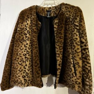 Studio 1886 faux fur animal print zip jacket